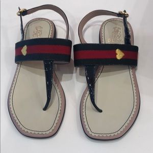 Gucci junior girls leather thong sandals